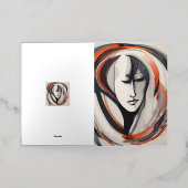 Elegant Woman's Face Bruin Blauw Art Abstract Folie Wenskaart (Buiten Laag)