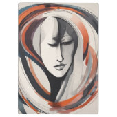 Elegant Woman's Face Bruin Blauw Wall Art Abstract Klembord (Achterkant)
