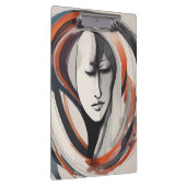 Elegant Woman's Face Bruin Blauw Wall Art Abstract Klembord (Rechts)