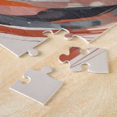 Elegant Woman's Face Bruin Blauw Wall Art Abstract Legpuzzel (Zijkant)