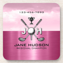 Elegant Women Custom Golf Monogram Design Bier Onderzetter