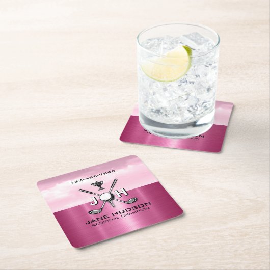 Elegant Women Custom Golf Monogram Design Kartonnen Onderzetters (Insitu)