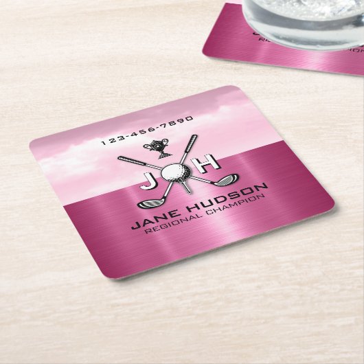 Elegant Women Custom Golf Monogram Design Kartonnen Onderzetters (Schuin)