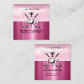 Elegant Women Golf Monogram Design Vierkante Visitekaartje (Voorkant / Achterkant)