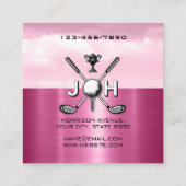 Elegant Women Golf Monogram Design Vierkante Visitekaartje (Achterkant)