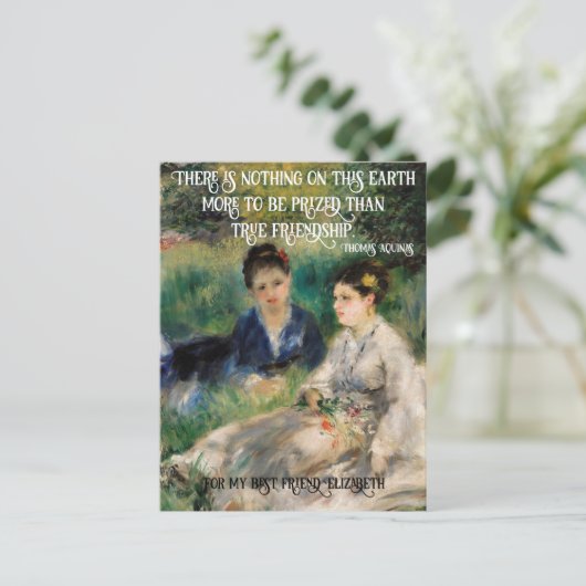 Elegant Women Renoir Artwork Best Friend Quote Briefkaart (Staand voorkant)