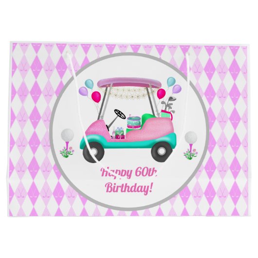 Elegant Women's Golf Happy Birthday Cart Groot Cadeauzakje (Achterkant)