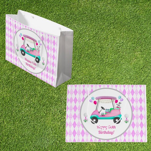Elegant Women's Golf Happy Birthday Cart Groot Cadeauzakje