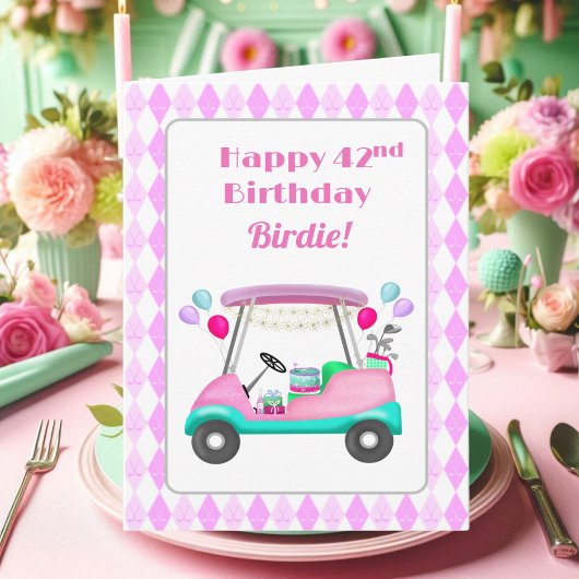 Elegant Women's Golf Party Cart 42nd Birthday   Kaart