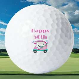 Elegant Women's Golf Party Cart 50th Birthday Golfballen