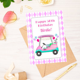 Elegant Women's Golf Party Cart 50th Birthday Kaart