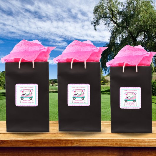 Elegant Women's Golf Party Cart Bedankt voor de ve Vierkante Sticker