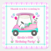 Elegant Women's Golf Party Cart Bedankt voor de ve Vierkante Sticker (Voorkant)