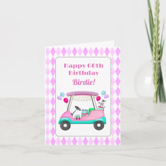 Elegant Women's Golf Party Cart Birthday Kaart (Voorkant)