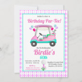 Elegant Women's Golf Party Cart Birthday Kaart (Voorkant)