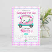 Elegant Women's Golf Party Cart Birthday Kaart (Staand voorkant)