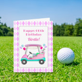 Elegant Women's Golf Party Cart Birthday Kaart