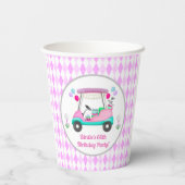 Elegant Women's Golf Party Cart Birthday Papieren Bekers (Achterkant)