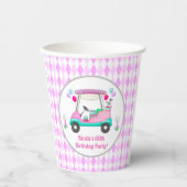 Elegant Women's Golf Party Cart Birthday Papieren Bekers (Voorkant)