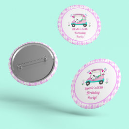 Elegant Women's Golf Party Cart Birthday Ronde Button 3,2 Cm