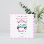 Elegant Women's Golf Party Cart Birthday Save The Date (Staand voorkant)