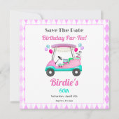 Elegant Women's Golf Party Cart Birthday Save The Date (Voorkant)