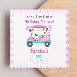 Elegant Women's Golf Party Cart Birthday Save The Date