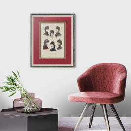 Elegant Women's Petten and Bonnets Victoriaans Vin Poster