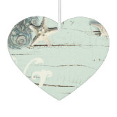 Elegant wood BLue Seashells Beach Wedding Luchtverfrisser (Achterkant)