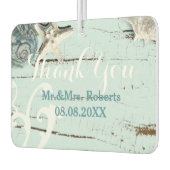 Elegant wood BLue Seashells Beach Wedding Luchtverfrisser (Links)