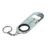 Elegant wood BLue Seashells Beach Wedding Mini Flessenopener (Voorkant Gekanteld)