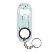 Elegant wood BLue Seashells Beach Wedding Mini Flessenopener (Achterkant)