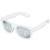 Elegant wood BLue Seashells Beach Wedding Retro Zonnebril (Gekanteld)