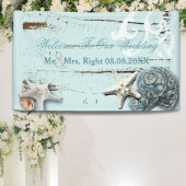 Elegant wood BLue Seashells Beach Wedding Spandoek