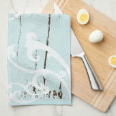 Elegant wood BLue Seashells Beach Wedding Theedoek (Quarter Fold)