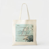 Elegant wood BLue Seashells Beach Wedding Tote Bag (Voorkant)