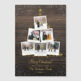 Elegant Wood & Gold Kerstmis Multi Photo Collage