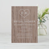 Elegant Wood Grain Bridal Shower Invitations Kaart (Staand voorkant)