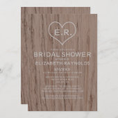 Elegant Wood Grain Bridal Shower Invitations Kaart (Voorkant / Achterkant)