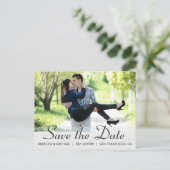 Elegant Wood Grain Custom Photo Save the Date Briefkaart (Staand voorkant)