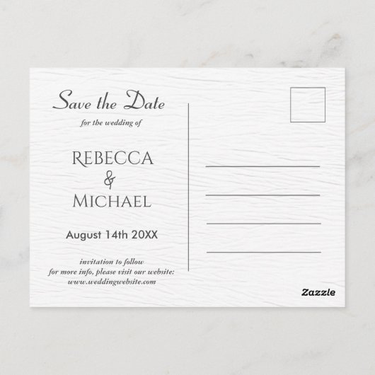 Elegant Wood Grain Custom Photo Save the Date Briefkaart (Achterkant)