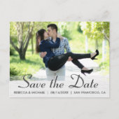 Elegant Wood Grain Custom Photo Save the Date Briefkaart (Voorkant)