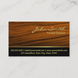 Elegant Wood Grain Funeral Visitekaartje