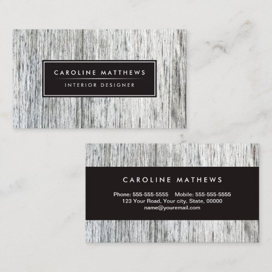 Elegant wood grain modern persoonlijk profiel visitekaartje (Voorkant / Achterkant)