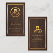 Elegant Wood Grain Texture Gold Lijst Chauffeur Visitekaartje (Voorkant / Achterkant)