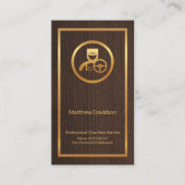 Elegant Wood Grain Texture Gold Lijst Chauffeur Visitekaartje (Voorkant)