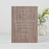 Elegant Wood Grain Wedding Invitations Kaart (Staand voorkant)