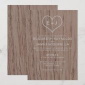 Elegant Wood Grain Wedding Invitations Kaart (Voorkant / Achterkant)