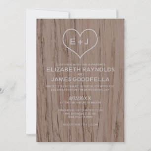 Elegant Wood Grain Wedding Invitations Kaart