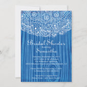 Elegant  Wood Lace Bridal Shower Invitation Kaart (Voorkant)
